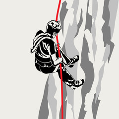 Rock climber on cliff