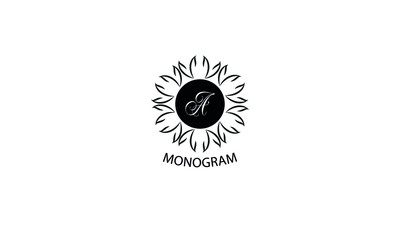Floral monogram with letter A. Exquisite business logo, restaurant, royalty, boutique, cafe, hotel logo template.
