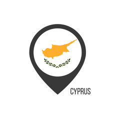 Map pointers with contry Cyprus. Cyprus flag. Stock vector illustration isolated on white background.