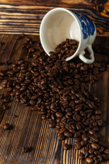 coffee beans on brown background