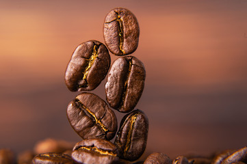 coffee beans on brown background