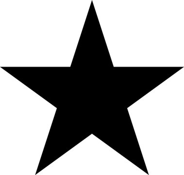 Classic black five-pointed star with sharp corners isolated on white background. Flat pentogram. Symbol illustration.