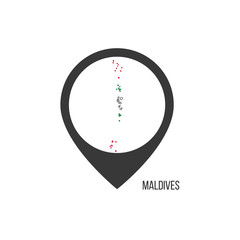 Map pointers with contry Maldives. Maldives flag. Stock vector illustration isolated on white background.