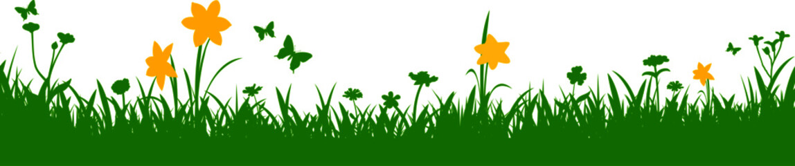 Meadow Flowers Green Colorful Silhouette Vector