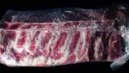 pork ribs in vacuum bag prepare to sous vide procees
