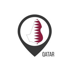 Map pointers with contry Qatar. Qatar flag. Stock vector illustration isolated on white background.
