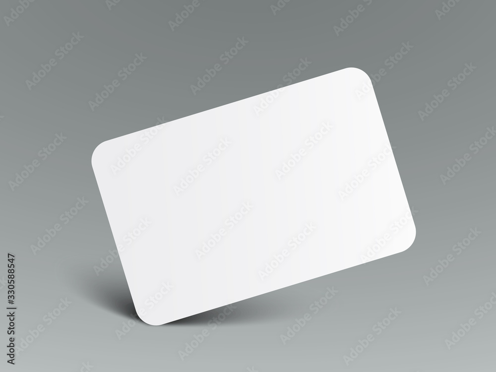 Poster realistic falling card paper template mockup with shadows on a gray background – stock vector