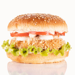 hamburger on white background