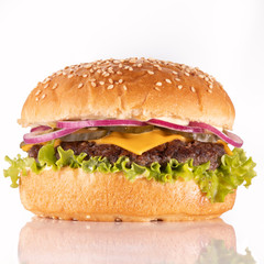 hamburger on white background