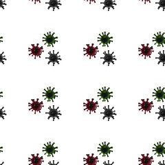 Seamless pattern with render of coronovirus on white background
