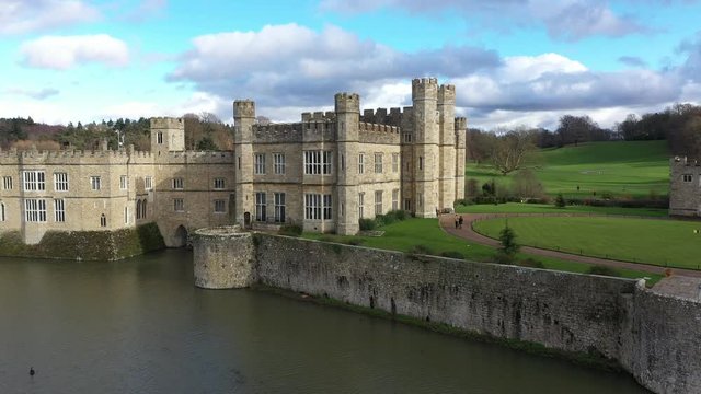 Aerial view of Leeds Castle in Maidstone England