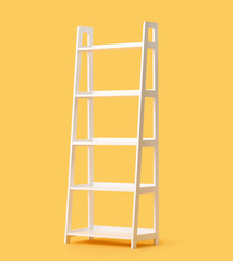 Empty shelving unit on color background