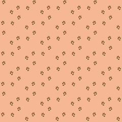 Pink Seamless Pattern with Fox Footprints