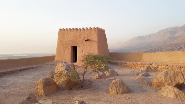Dhayah Fort in north Ras Al Khaimah United Arab Emirates at sunset