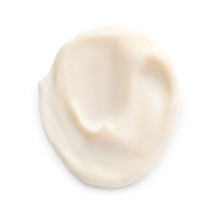 Tasty cream cheese on white background