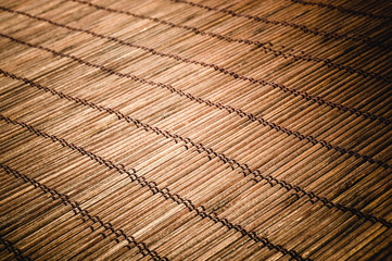 brown bamboo Mat - stand food, close-up, macro