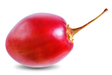 Ripe Tamarillo fruit with slices on a white isolated background