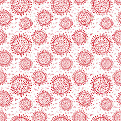 Coronavirus 2019-nCoV cells seamless pattern vector illustration. Virus bacteria background isolated on white