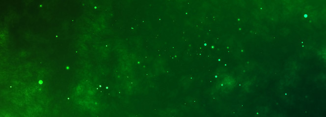 Toxic green horizontal background with chaotic flying particles.