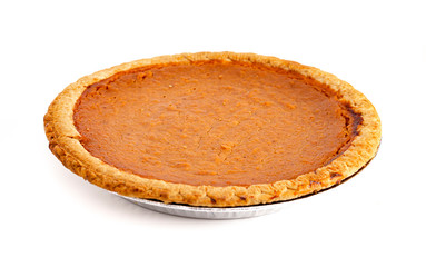 A Sweet Potato Pie Isolated on a White Background