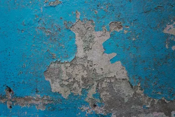 Crédence de cuisine en verre imprimé Vieux mur texturé sale Old blue paint peeling on concrete wall, abstract background, Selective focus 