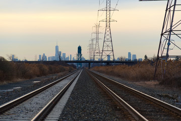 New York panorama from the railroad perspective.