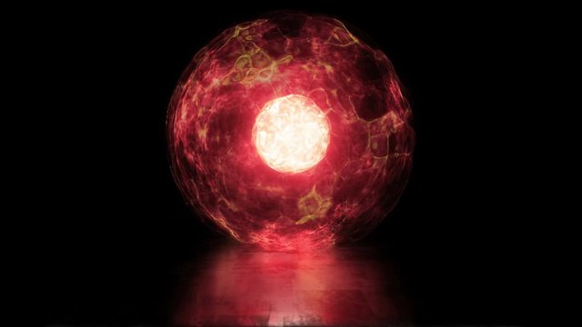 Ball of energy and plasma in the core of the reactor. Thermonuclear fusion with pulsating plasma flows. Looped
