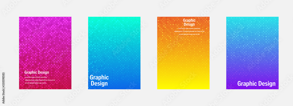 Poster vector halftone cover design templates. layout set for covers of books, albums, notebooks, reports, 