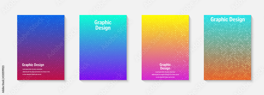 Poster vector halftone cover design templates. layout set for covers of books, albums, notebooks, reports, 