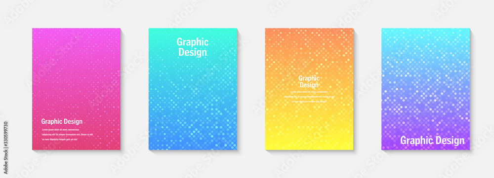 Poster vector halftone cover design templates. layout set for covers of books, albums, notebooks, reports, 