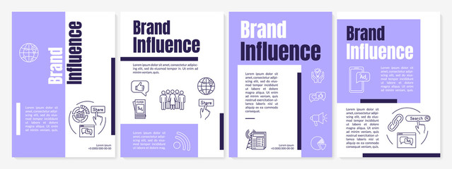 Brand influence rules brochure template. Company products promo. Flyer, booklet, leaflet print, cover design with linear icons. Vector layouts for magazines, annual reports, advertising posters