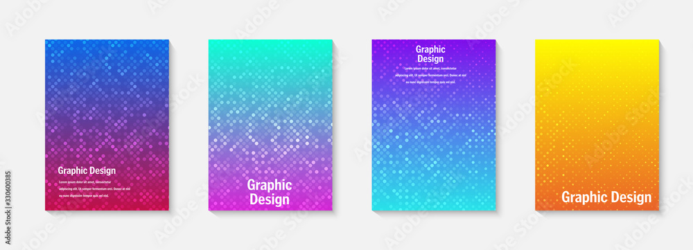Poster vector halftone cover design templates. layout set for covers of books, albums, notebooks, reports, 