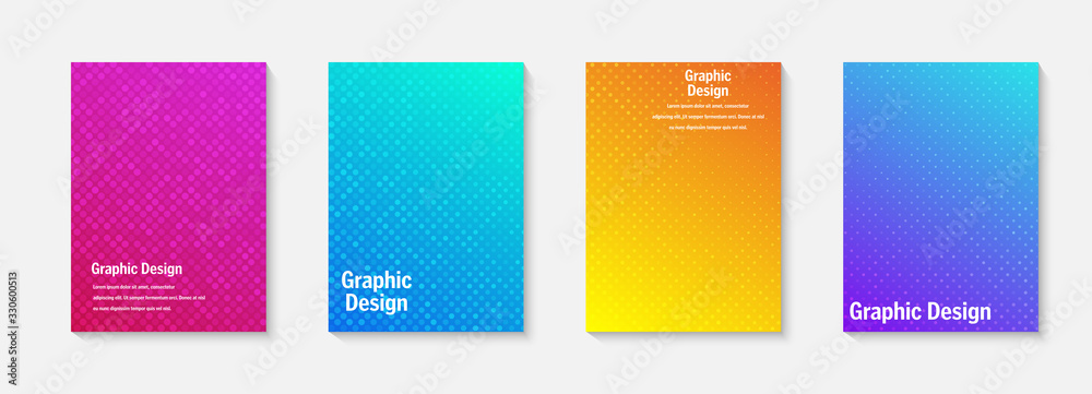 Poster vector halftone cover design templates. layout set for covers of books, albums, notebooks, reports, 