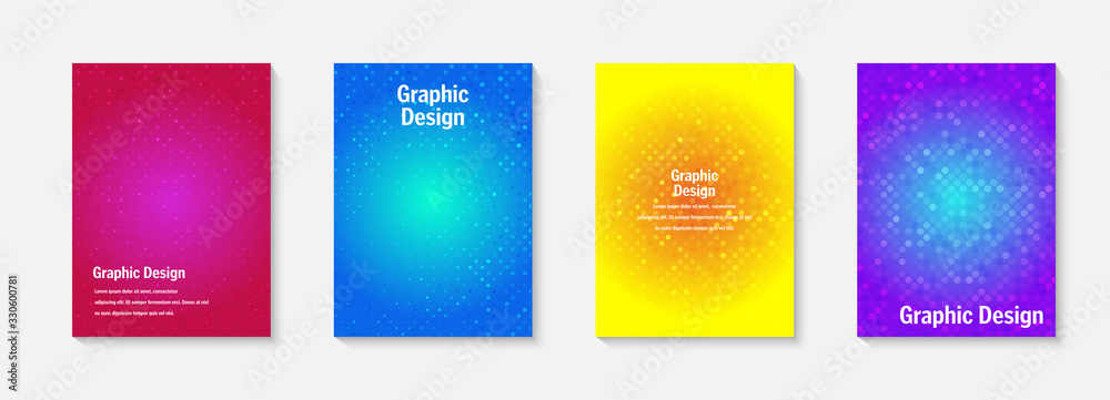 Poster vector halftone cover design templates. layout set for covers of books, albums, notebooks, reports, 