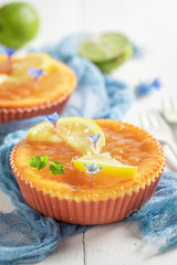 Sweet and sour lemon cheesecake made of fresh citrus