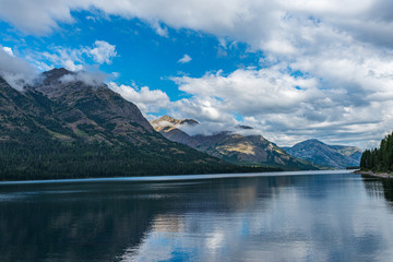 Fototapeta na wymiar Waterton Lake in the Mountains