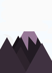 Moon and Mountains Panorame Generative Art background illustration