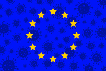 Coronavirus COVID-19 outbreak in UE. Union European flag
