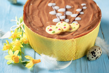 Sweet cake for Easter in the shape of an egg
