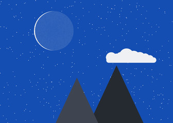 Moon and Mountains Panorame Generative Art background illustration © vector_master