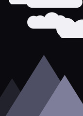 Moon and Mountains Panorame Generative Art background illustration