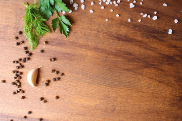 spices seasoning on a wooden background
