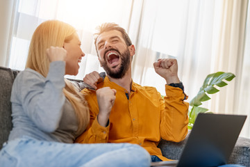 Young couple relaxing at home