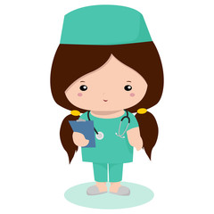 Cute girl doctor. Healthcare illustration for children.