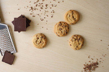 cookies with chocolate and grated chocolate