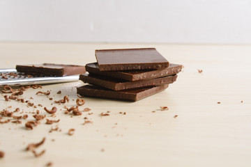 chocolate slices and grater