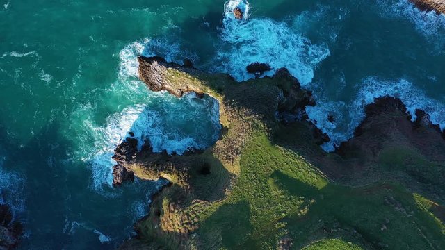 Aerial view of Fuentes Beach, Parque Natural de Oyambre, Municipality of San Vicente de la Barquera, Cantabrian Sea, Cantabria, Spain, Europe