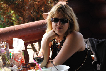 woman on th restaurant terrace