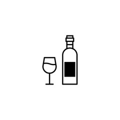 Glass And Bottle Of Wine icon isolated on white background. Alcohol icon. Vector illustration.