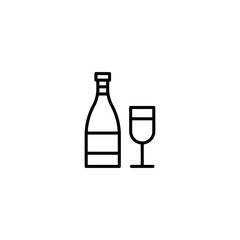 Glass And Bottle Of Wine icon isolated on white background. Alcohol icon. Vector illustration.